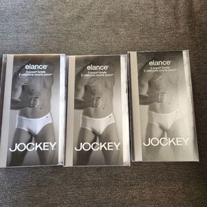 NEW Jockey Elance Poco Briefs Undrrwear Mens Medium 2 Pack Lot White 100% Cotton